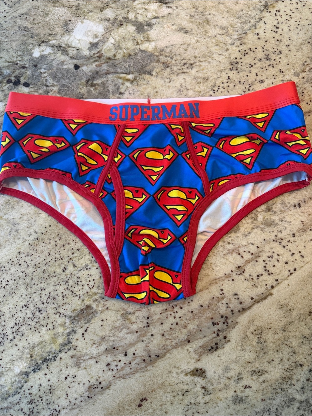 DC Comics Superman Blue & Red Men's Briefs with Repeating Shield